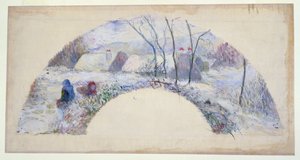 Garten unter Schnee, Entwurf für einen Fächer, ca. 1885 von Paul Gauguin